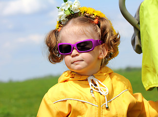 Image showing cute funny little girl in sunglasses