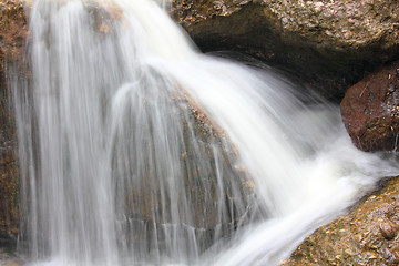 Image showing waterfall among rocks close-up