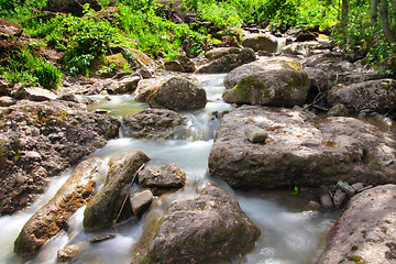 Image showing waterfall in summer woods