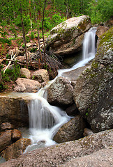 Image showing waterfall in summer woods