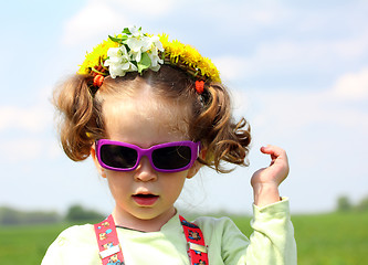 Image showing cute funny little girl in sunglasses