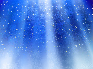 Image showing Blue wave background with snowflakes. EPS 8