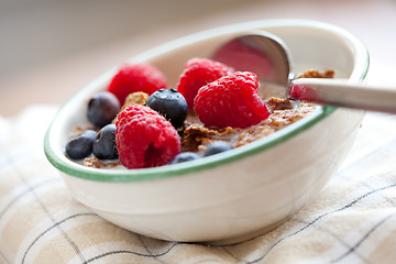 Image showing Breakfast cereal with berries