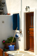 Image showing typical street scene Greek Cyclades island residence