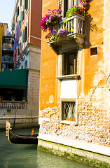 Image showing canal scene with gondola boat Venice Italy