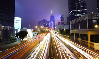 Image showing Busy night traffic in Hong Kong