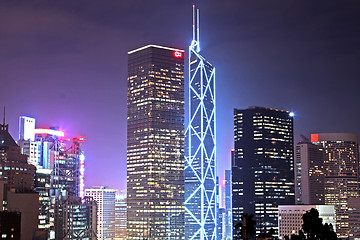 Image showing office building at night in hong kong 