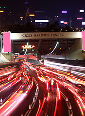 Image showing Fast moving cars at night 