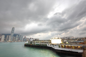 Image showing Hong Kong harbour,ferry station