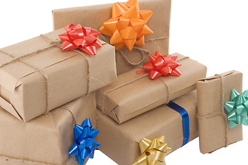 Image showing gift boxes with different ribbon