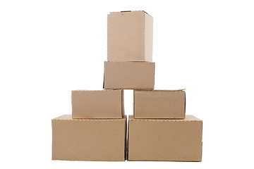 Image showing Brown cardboard boxes arranged in stack