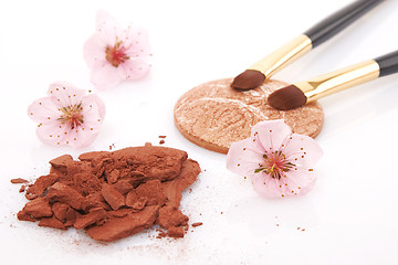 Image showing brown powder for makeup and flowers
