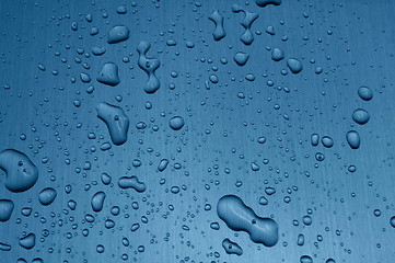 Image showing water drops on metal surface