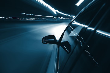 Image showing night drive with car in motion 