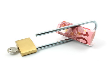 Image showing Padlock with money