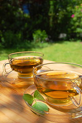 Image showing cup tea in the garden