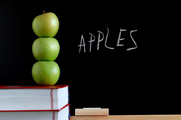 Image showing apples and chalkboard