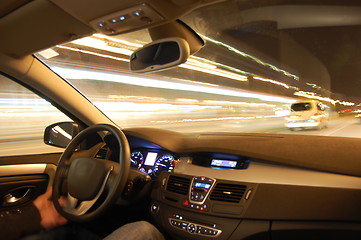 Image showing car in motion at night