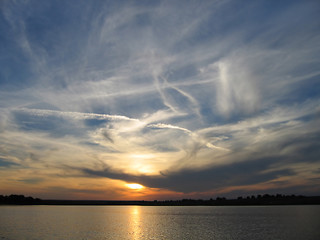 Image showing sunset lake 