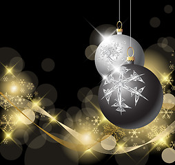 Image showing Black and Silver Christmas bulbs