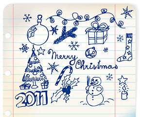 Image showing Christmas and New Year doodle illustrations