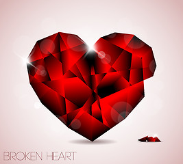 Image showing Broken red diamond jewel heart