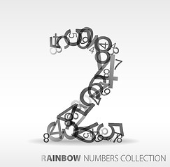 Image showing Number two made from various numbers