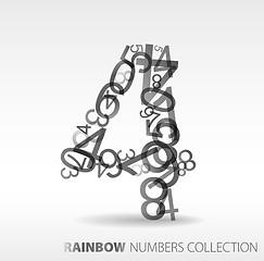 Image showing Number four made from various numbers