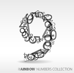 Image showing Number nine made from various numbers