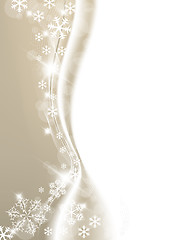 Image showing Golden Christmas background with white snowflakes