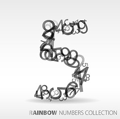 Image showing Number five made from various numbers