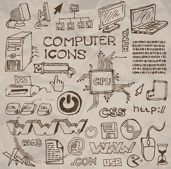 Image showing Set of hand-drawn computer icons (vector)