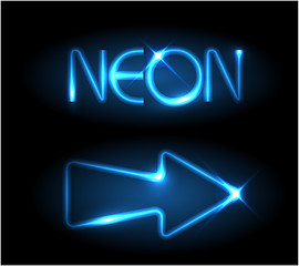 Image showing Blue neon arrow