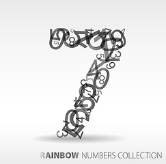 Image showing Number seven  made from various numbers