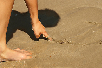 Image showing Drawing in sand