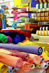 Image showing Fabric rolls warehouse