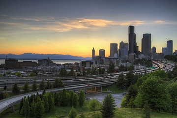 Image showing Seattle Skyline at Sunset