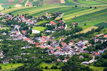 Image showing A small town sorrunded by fields in Austria