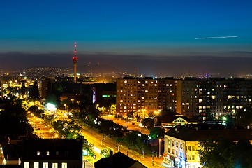 Image showing City at night in Hungary 