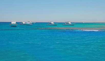 Image showing Boats on blue sea water in Egypt