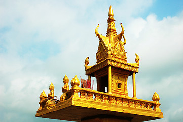 Image showing Golden shrine against sky in Cambodia