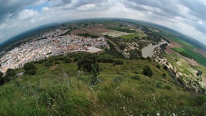 Image showing Spanish town Almodovar del Rio fisheye view