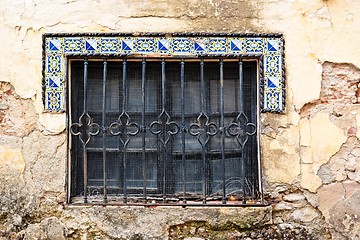 Image showing Window of old house in Andalusia with Moorish style tiles