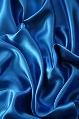 Image showing Smooth elegant blue silk as background 