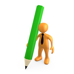 Image showing Person With Large Pencil