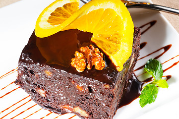 Image showing chocolate and walnuts cake