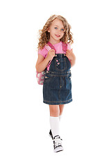 Image showing Happy preschooler walking to school