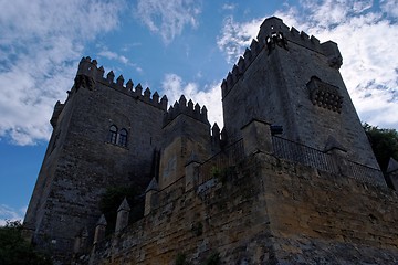 Image showing Silhouette of Almodovar Del Rio medieval castle on cloudy sky background