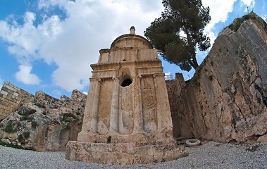 Image showing Fisheye view of the Tomb of Absalom in Jerusalem