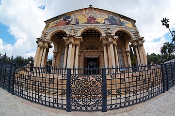 Image showing Fisheye view of Church of All Nations in Jerusalem
